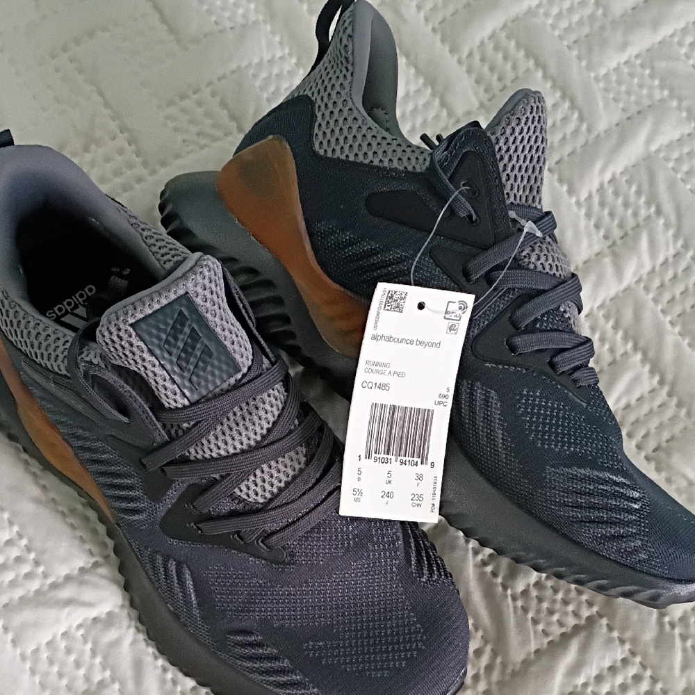 Adidas Boys  Charcoal and Tangerine Athletic Shoes